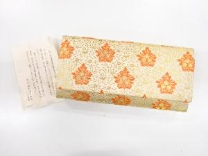リサイクル　龍村美術織物製　朱子地五葉草花文様金モール織出し和装バッグ